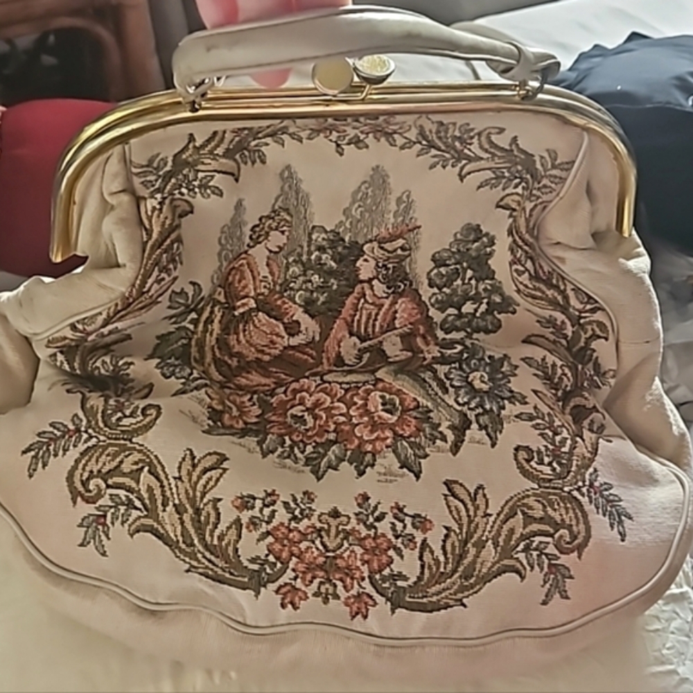 COPY XXL Antique Authentic Austrian Tapestry Petit pt Vtg Handbag